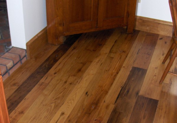 Chestnut flooring, remilled from barn timbers.